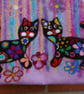 Handmade Felted Wool Bag with Cats Design - Image 7