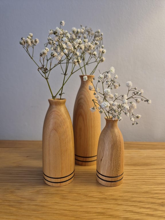 Set of 3 minature woodturned vases