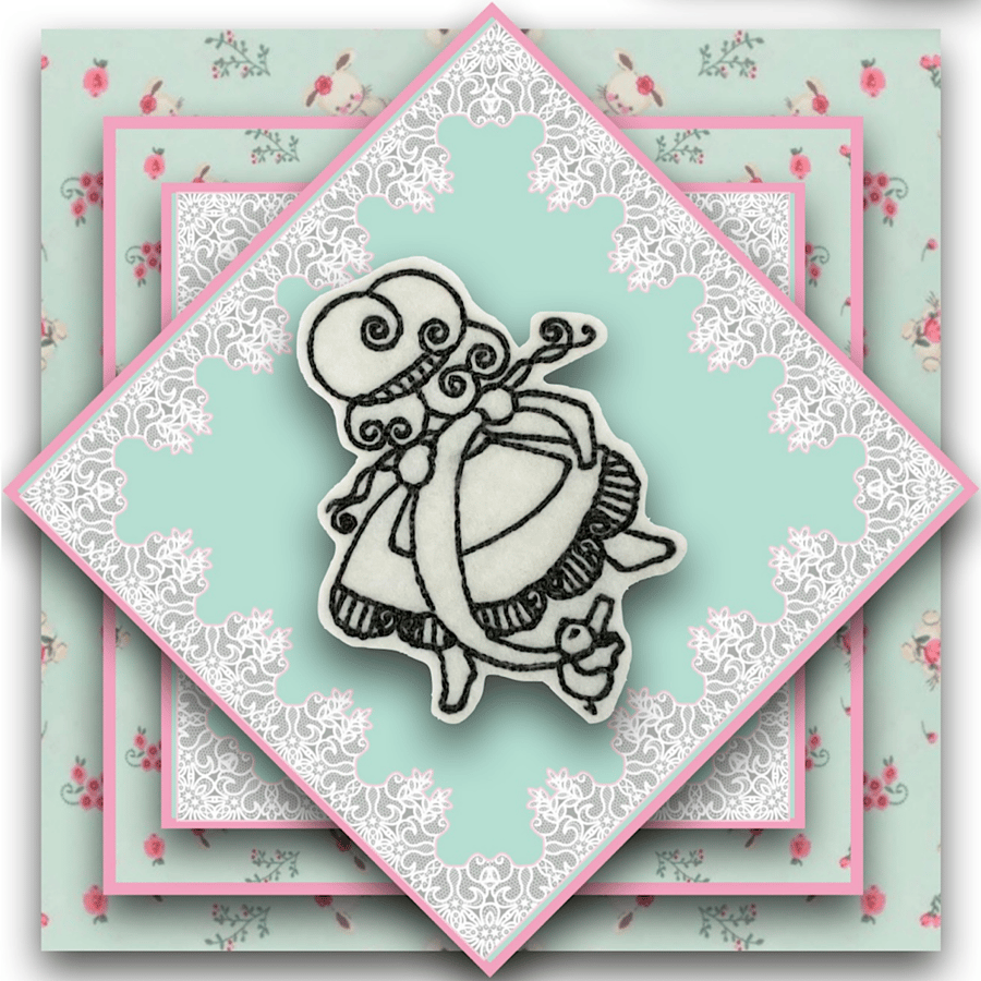 Cute Characters Embroidered Letter C