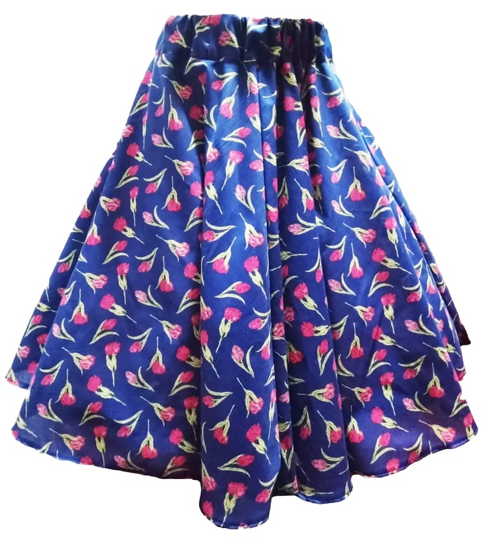 1950s Vintage Retro Rockabilly Circle Skirt Tulips print women's sizes 10-26 