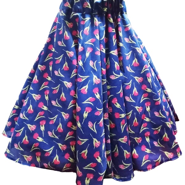 1950s Vintage Retro Rockabilly Circle Skirt Tulips print women's sizes 10-26 