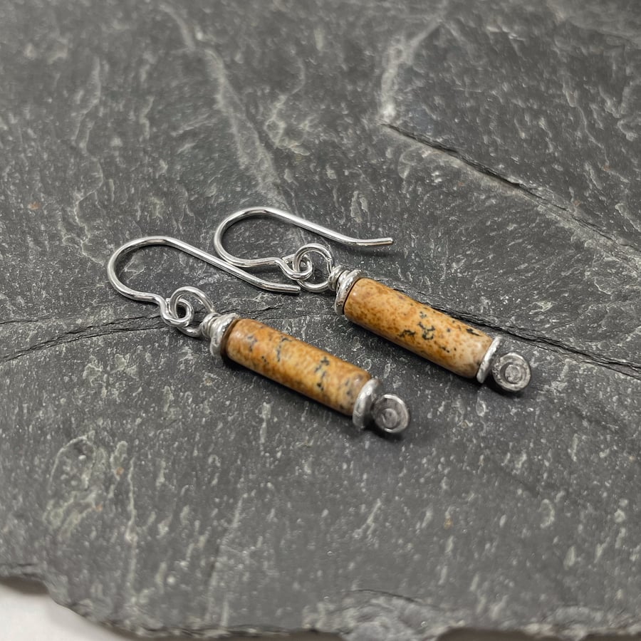 Scrolls jasper and silver earrings