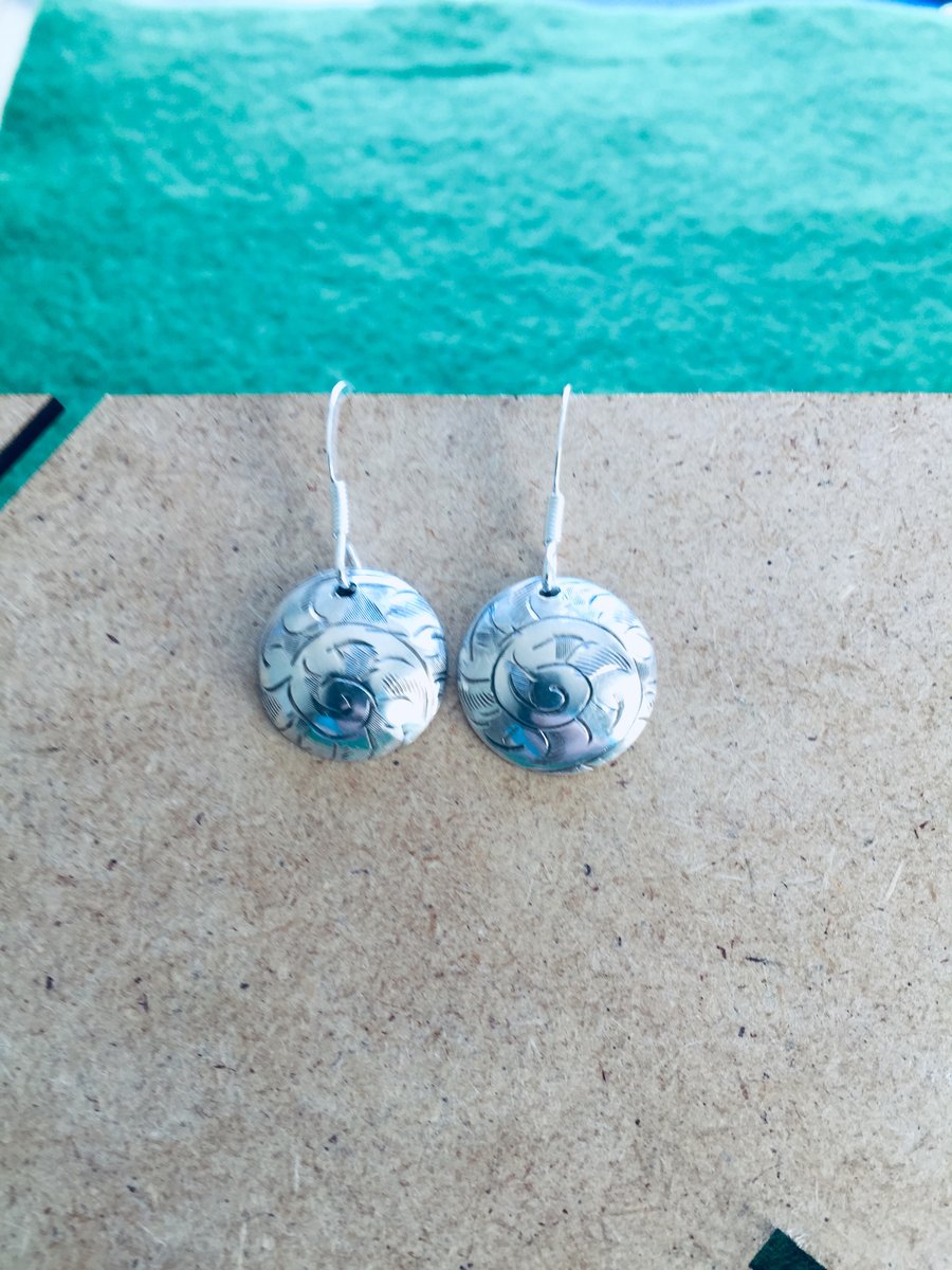 Silver domed disc earrings 