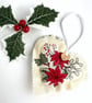 Poinsettia Small Christmas Heart Decoration, Hanging Decoration
