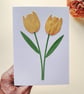 Golden Yellow Paper Tulip - Flower Shop Moments, Blank Handmade Floral Card 
