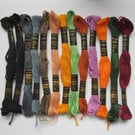 13 Skeins of Peri-Lusta Embroidery Stranded Cotton - Assorted Colours