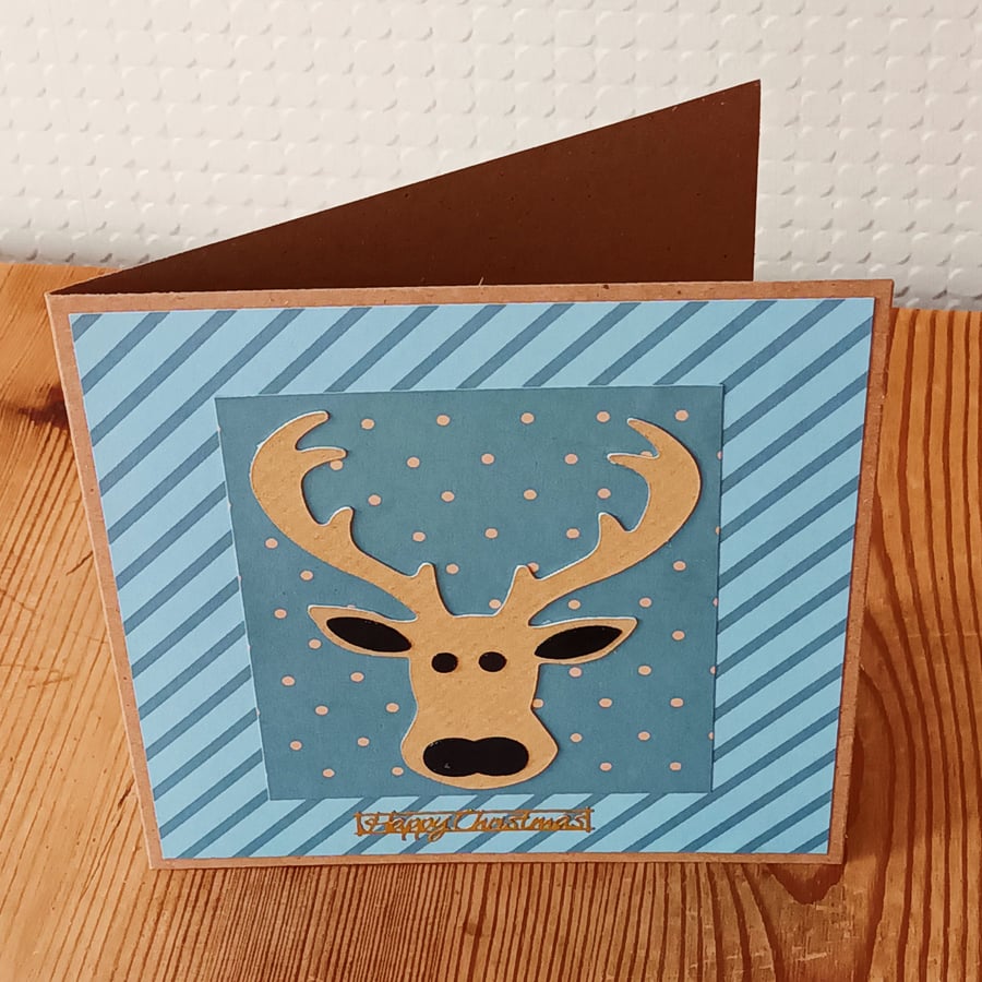 Stag Christmas Card – Blue