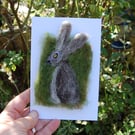 Needle felt hare card, blank card, wool card