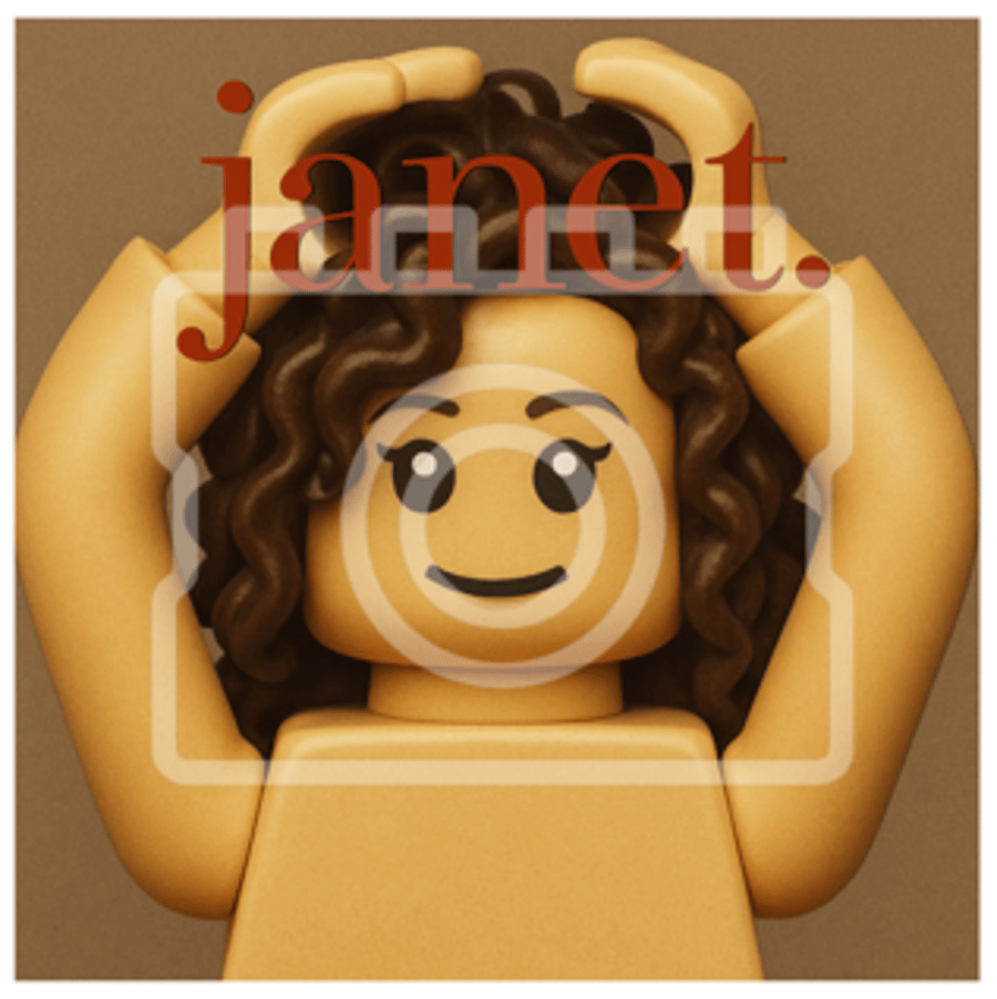LEGO-Inspired Janet Jackson – janet. 5x5" Print (Mounted for 9x9" Frame)