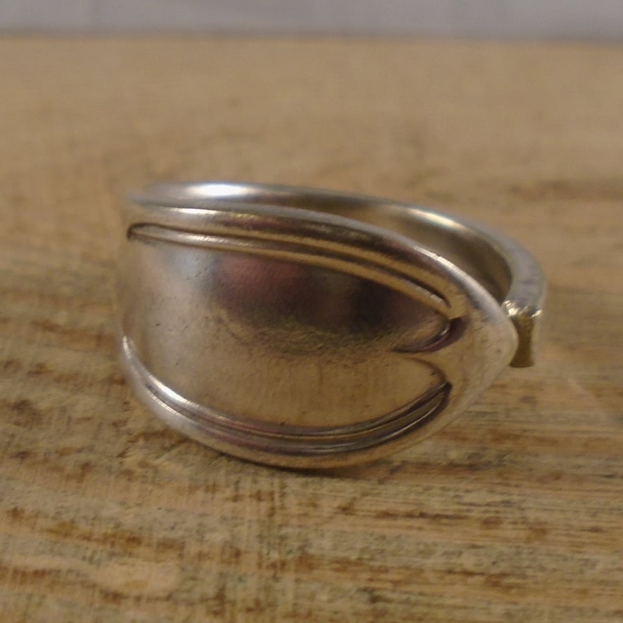 Upcycled Silver Plated Pointy Spoon Handle Ring SPR062225