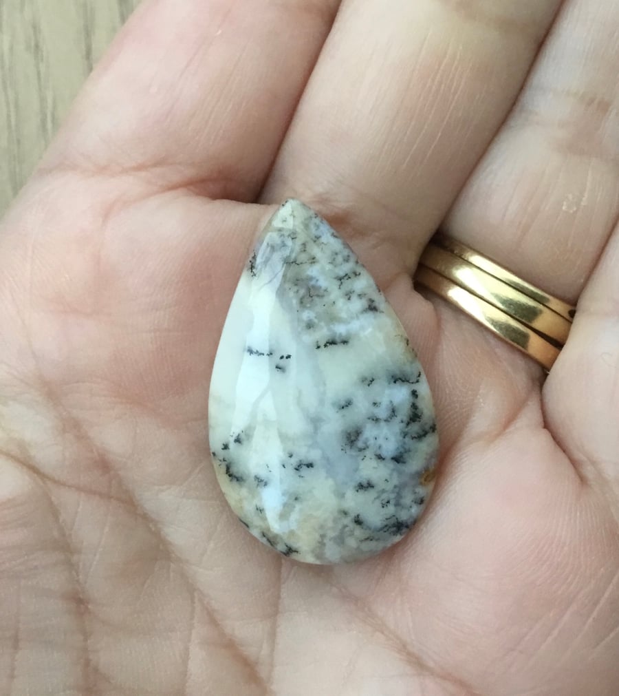 Beautiful Pear Shaped Dendritic Opal Cabochon for Jewellery Designers. 