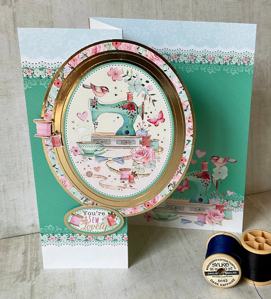 Card. Card for someone who loves sewing.