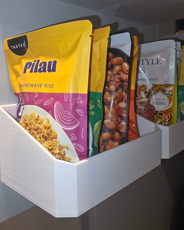 Kitchen Cupboard Rice & Pouch Organizer – Angled Pantry Storage Bin for Microwav