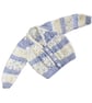 Hand Knitted Baby Cardigan, Blue and Cream V-Neck, 6-12 Months - Image 9