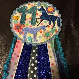 Birthday badge, rosette -  Horses