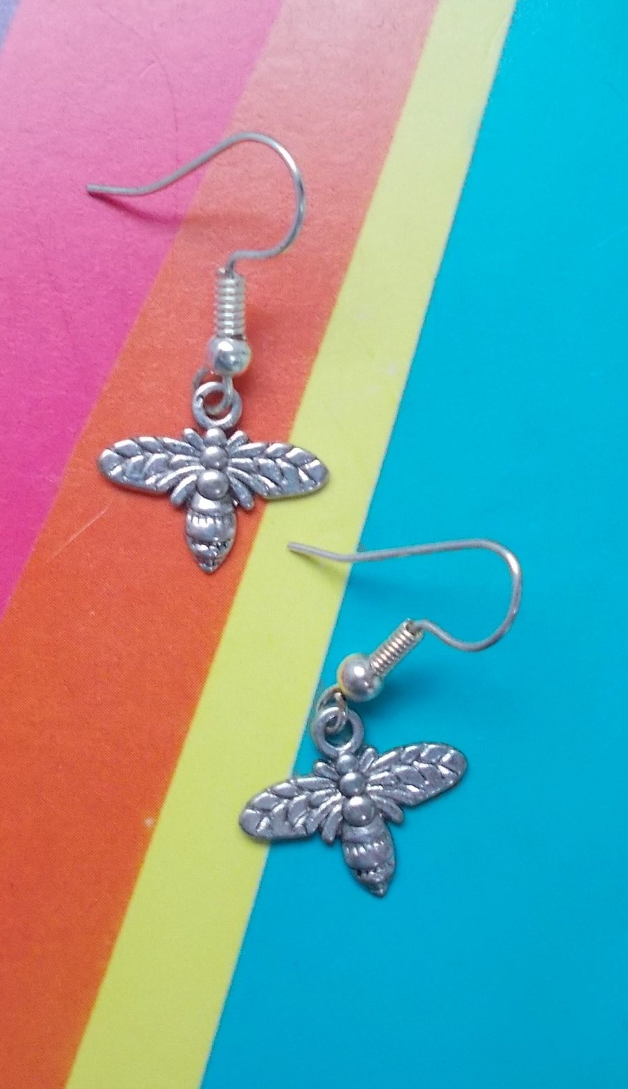 Tiny Tibetan Silver Bee Earrings