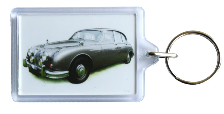 Jaguar Mk2 2.4 1962 - Keyring with 50x35mm Insert - Car Enthusiast