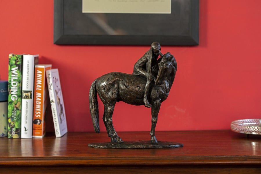 Foundry Bronze Horse and Girl Statue Bronze Metal Sculpture