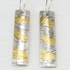 Keum boo earrings, small razor shell, silver and gold, drop, seaside, shells