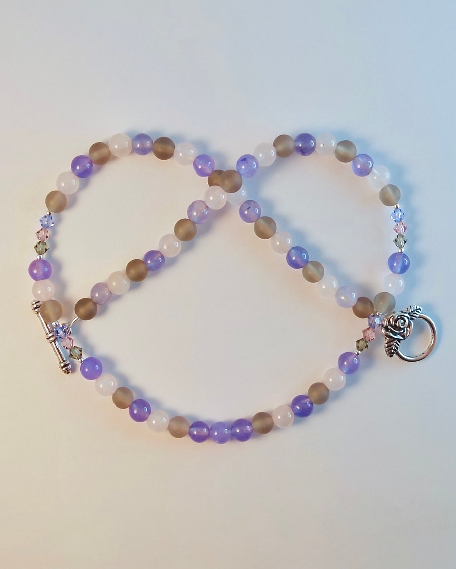 Mixed Quartz, Agate & Crystal Necklace, Birthday, Anniversary Gifts For Her