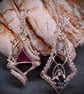 Silver wire wrapped Trilliant cut Amethyst gemstone pendant - Image 5