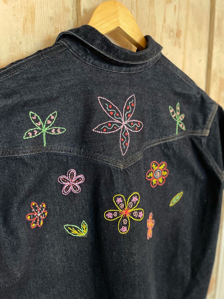‘Nostalgic Flowers’ Embroidered Upcycled Levi’s denim dress