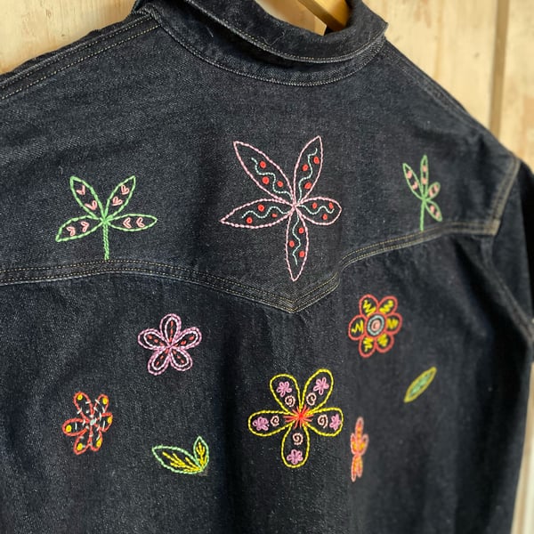 ‘Nostalgic Flowers’ Embroidered Upcycled Levi’s denim dress