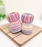 Handmade Crochet Newborn Baby Booties - Pebble Beach