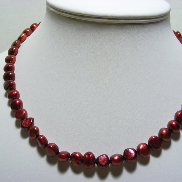 Cherry Freshwater Cultured Pearl Necklace