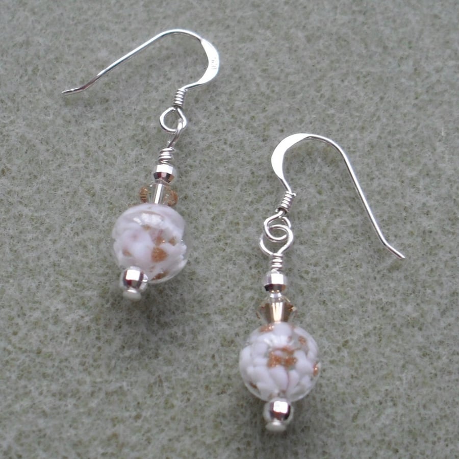 Murano Glass Sterling Silver Earrings With Crystals From Swarovski