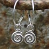 silver spiral earrings, ammonite hoops