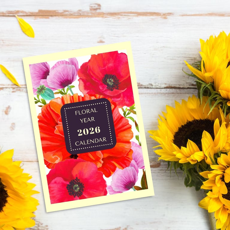 Floral Year 2026 Printable Calendar PDF Digital Product