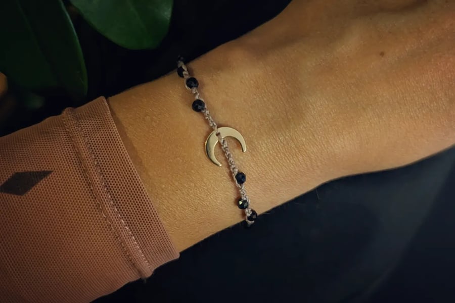 Women's moon bracelet with Tourmaline 