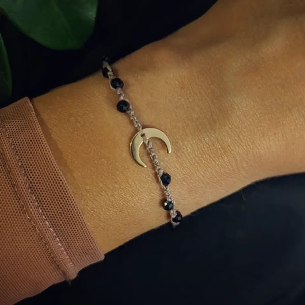 Women's moon bracelet with Tourmaline 