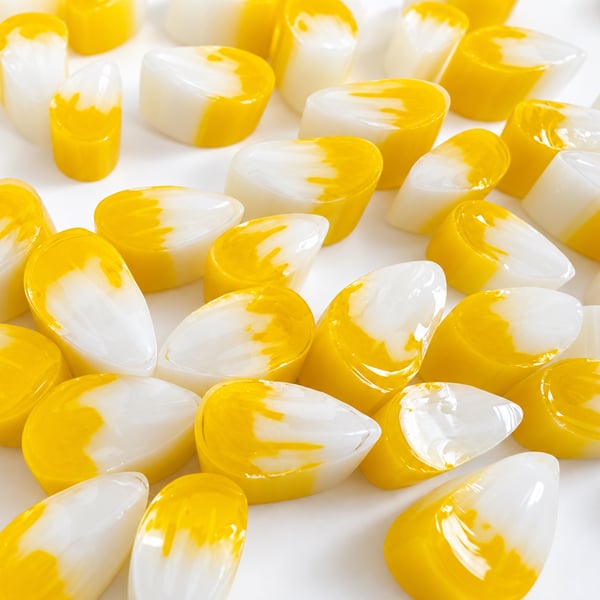 50g Yellow streaky petal murrini made with Bullseye 90coe glass