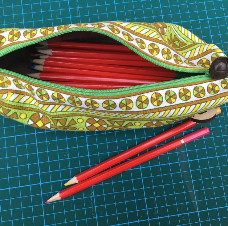 Pencil case made from repurposed vintage fabric Folksy