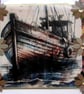 Wooden Fishing Boat - Hand Crafted Decoupage Greeting Card - Blank - 3153