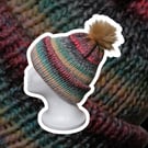 Winter Hat With Faux Fur Bobble (handmade)