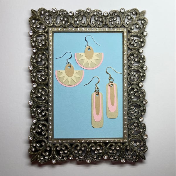 Sunburst and Oblong Earrings Kit - neutral shades and pale pink.