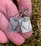 Oxidised sterling silver heart tag earrings - Image 4