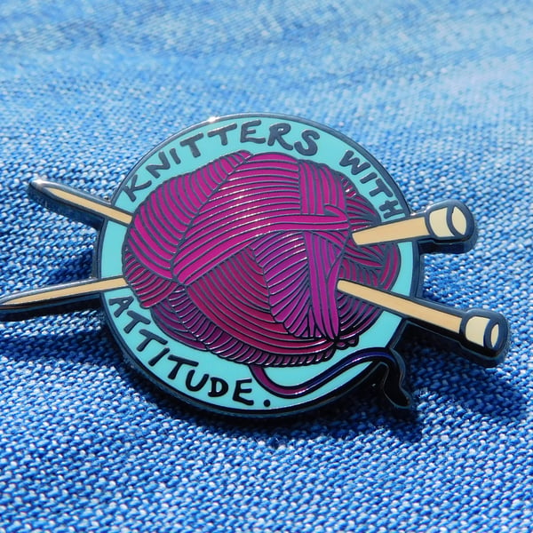 Knitters with Attitude Enamel Pin Badge