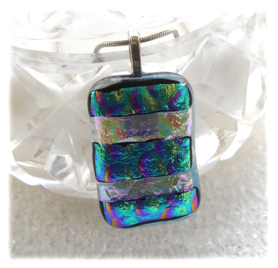 Teal Purple Bands 244 Pendant Silver plated chain