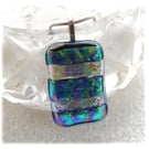 Teal Purple Bands 244 Pendant Silver plated chain
