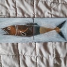 Twice Fish ACEO Diptych 2.5"x3.5" Original oil paint by David Nicol Art