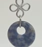 Handmade Sodalite Donut Earrings with Silver Clover Charms, Sterling Silver - Image 5