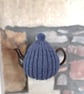 Large Tea Cosy, Brown Betty Compatible, Hand Knitted, Denim Blue