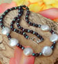 Pearl necklace with garnets - Freshwater pearls and gemstones - Silver Hooks - Image 6