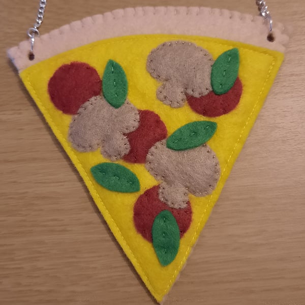 Handmade Felt Pizza Slice Necklace