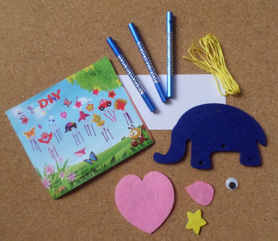 1 x Children's DIY Felt Windchime Kit - Elephant 