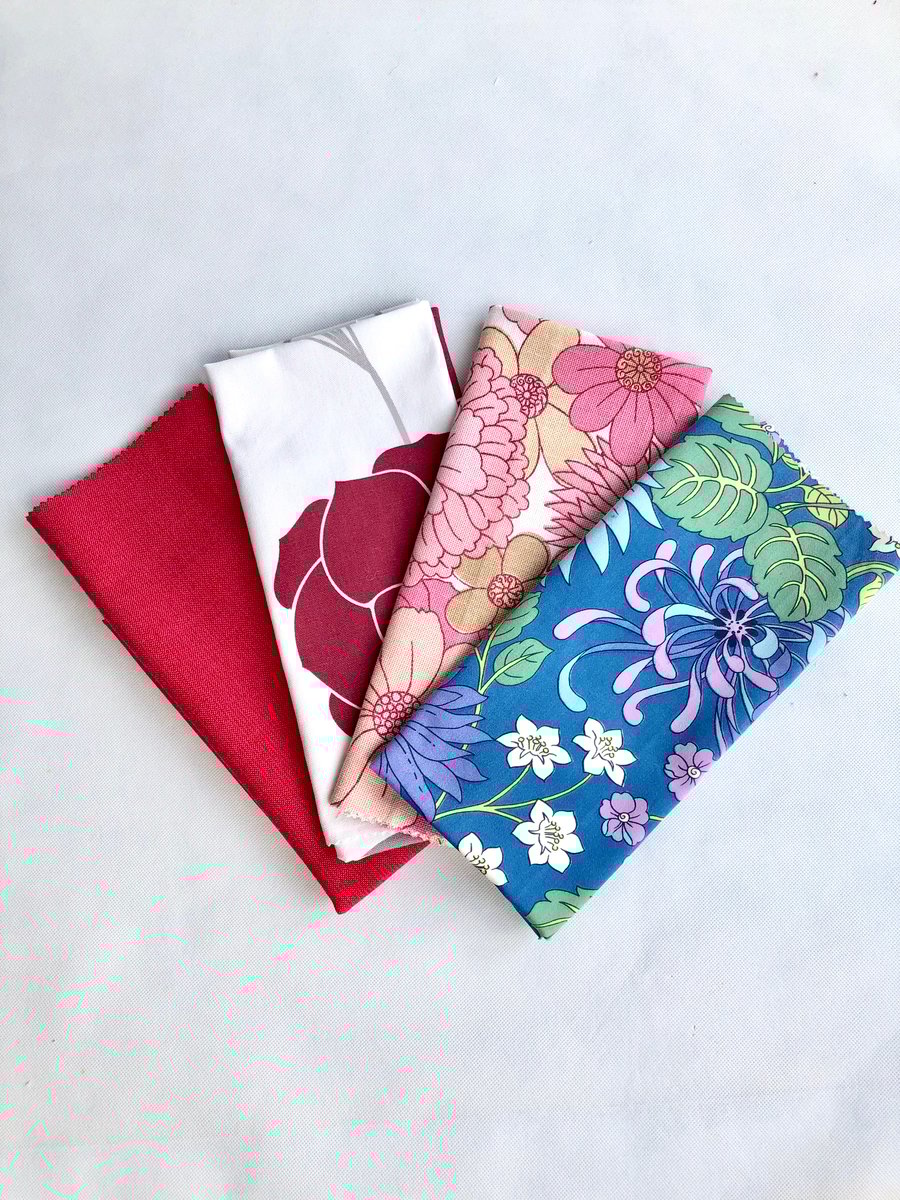 Vintage Pink and Blue Floral Fat Quarter Bundle